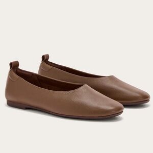 Everlane Leather Glove Flat Cocoa Brown Ballet Flat Minimalist Shoe Size 9 NEW